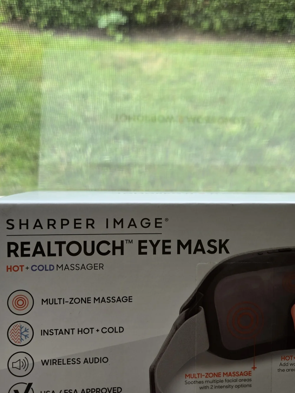 Sharper Image Realtouch Eye Mask - Light Gray Hot & Cold Therapy with Bluetooth